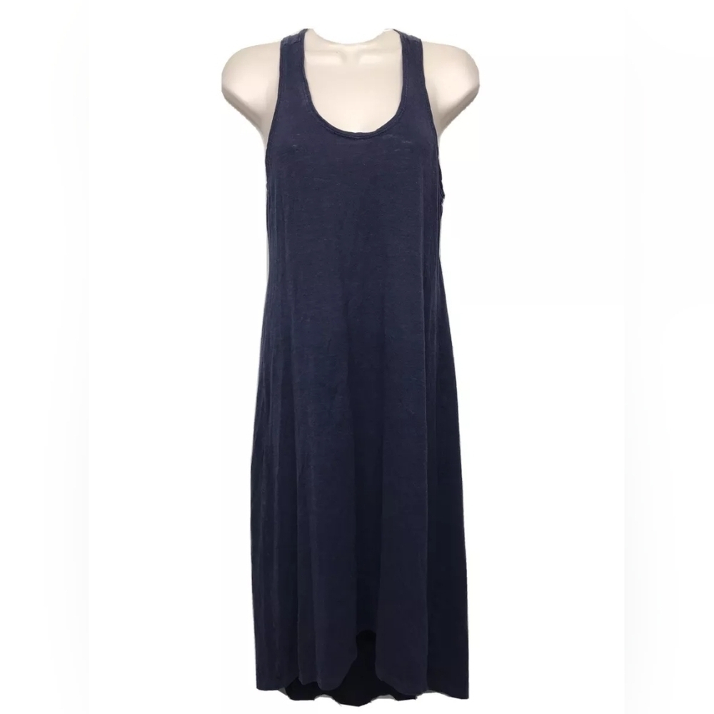 Eileen Fisher Hemp Organic Cotton Sleeveless Racerback T-shirt Dress Navy Sz XS